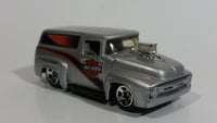 2001 Hot Wheels '56 Ford F-100 Panel Van Truck Harley Davidson Motor Cycles Die Cast Toy Car Hot Rod Vehicle with Opening Hood