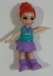 Polly Pocket Style Girl 1 1/4" Tall Rubber with Plastic Moving Arms Tiny Miniature Toy Figure