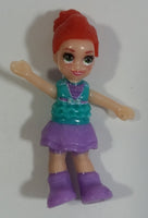 Polly Pocket Style Girl 1 1/4" Tall Rubber with Plastic Moving Arms Tiny Miniature Toy Figure