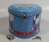 Peanuts United Feature Syndicates Snoopy Light Blue Heart Shaped Coin Bank with Lock and Keys