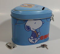 Peanuts United Feature Syndicates Snoopy Light Blue Heart Shaped Coin Bank with Lock and Keys