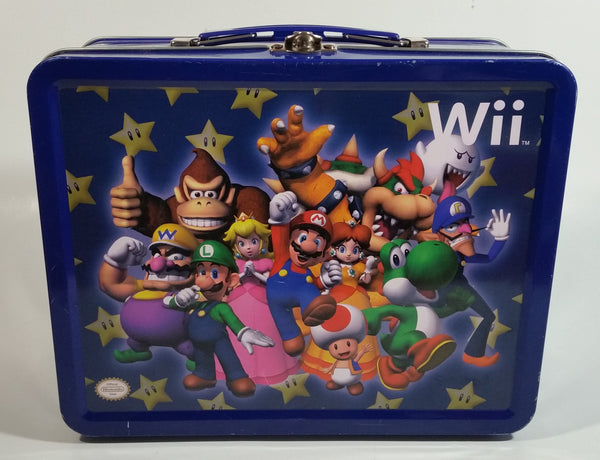 Nintendo Wii Gaming Console Super Mario Bros. Character Themed Dark Blue Tin Metal Lunch Box