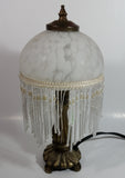 Frosted Glass Beaded Shade 12" Tall Brass Bass Table Lamp