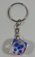 Clear Acrylic Colored Dot Dice Keychain