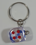 Clear Acrylic Colored Dot Dice Keychain