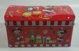 Disney Mickey Mouse and Minnie Mouse Christmas Themed Hinged Tin Metal Container