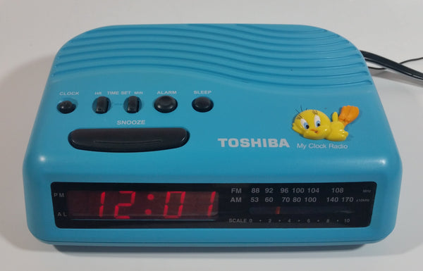 1998 Toshiba Warner Bros. Tweety Bird Blue Radio Alarm Clock