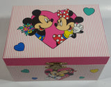 Disney Mickey Mouse and Minnie Mouse Pink Felt Lined Wind Up Musical Keepsake Trinket Box Plays "I Want To Be Loved By You"