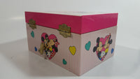 Disney Mickey Mouse and Minnie Mouse Pink Felt Lined Wind Up Musical Keepsake Trinket Box Plays "I Want To Be Loved By You"