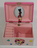Disney Mickey Mouse and Minnie Mouse Pink Felt Lined Wind Up Musical Keepsake Trinket Box Plays "I Want To Be Loved By You"