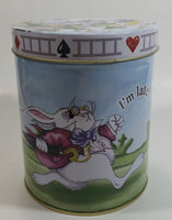 2010 Cardew Design N.A. Inc. Disney Alice In Wonderland's Cafe Rabbit "I'm Late! I'm Late!" 6" Tall Cylindrical Shaped Tin Metal Container