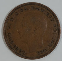 1945 Great Britain King George V One Penny Bronze Coin Currency