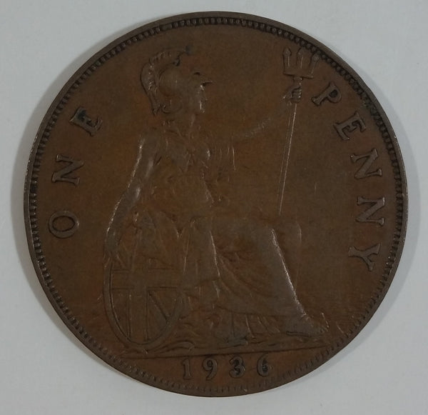 1936 Great Britain King George V One Penny Bronze Coin Currency