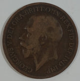 1917 Great Britain King George V One Penny Copper Coin Currency