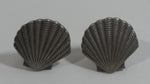 Detailed Clam Shell Sterling Silver Style Metal Stud Earrings