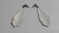 Art Deco Style White Metal Earrings