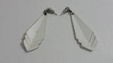 Art Deco Style White Metal Earrings