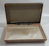 Vintage Continental Black and Light Salmon Pink Felt Covered Cream White Lined Jewelry Dresser Box