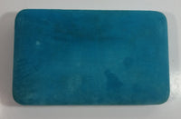 Vintage Bright Blue Felt Covered Cream White Lined Jewelry Dresser Box