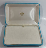 Vintage Bright Blue Felt Covered Cream White Lined Jewelry Dresser Box