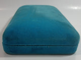 Vintage Bright Blue Felt Covered Cream White Lined Jewelry Dresser Box