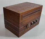 Very Unique Inlaid and Wrapped Brown Faux Leather Fake Bullet Ammo Belt Wooden Ammunition and Gun Safe Box - Made in Hong Kong