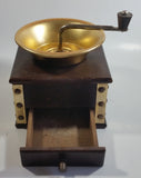 Vintage Japanese Made Wood and Brass Metal Coffee Grinder Mill