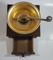 Vintage Japanese Made Wood and Brass Metal Coffee Grinder Mill