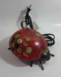 Red with Yellow Dots Painted Glass Bronze Finish Ladybug Ladybird Beetle Lamp Light