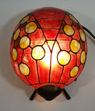 Red with Yellow Dots Painted Glass Bronze Finish Ladybug Ladybird Beetle Lamp Light