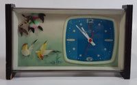 Retro 1960s Helm Brand Bird Themed Wind Up Alarm Clock in Brass and Wood