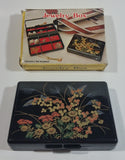 Regal Greetings and Gifts No. 7166B Flower Themed Black Plastic Red Felt Lined Jewelry Box with Mirror