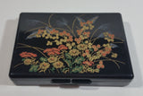 Regal Greetings and Gifts No. 7166B Flower Themed Black Plastic Red Felt Lined Jewelry Box with Mirror