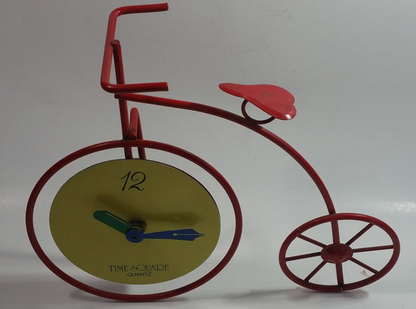 Time Square Quartz Penny Farthing Bicycle Red Metal Decorative Clock