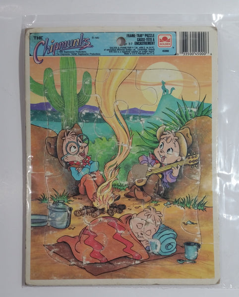 Vintage 1990 Golden Bagdasarian Productions The Chipmunks Camp Fire Themed Frame Tray Puzzle