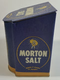 Morton Salt 1941 Advertising When It Rains It Pours 5 1/2" Tall Dark Blue Tin Metal Hinged Lid Container