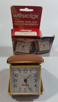 Vintage Westclox 422400 Travino Tan Cased Keywound Travel Alarm Clock