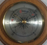 Vintage Fischer 7" Captain's Ships Wheel Wood Cased Barometer with Brass Handles