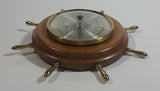 Vintage Fischer 7" Captain's Ships Wheel Wood Cased Barometer with Brass Handles