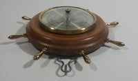 Vintage Fischer 7" Captain's Ships Wheel Wood Cased Barometer with Brass Handles