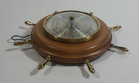 Vintage Fischer 7" Captain's Ships Wheel Wood Cased Barometer with Brass Handles