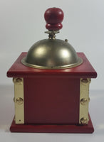 Red Hand Painted Flower Themed Brass and Wood Coffee Grinder Mill