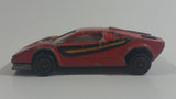 Vintage Majorette Lamborghini Red with Yellow and Black Stripes No. 237 1/56 Scale Die Cast Toy Dream Car Vehicle