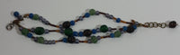 Dark Colorful 6 1/2" Long Three Layer Bead Bracelet