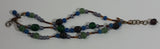 Dark Colorful 6 1/2" Long Three Layer Bead Bracelet