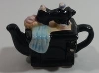 Vintage Rare Red Rose Tea Style Black Antique Sewing Machine Miniature Mini Ceramic Teapot