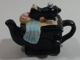 Vintage Rare Red Rose Tea Style Black Antique Sewing Machine Miniature Mini Ceramic Teapot
