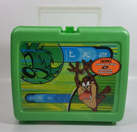 2001 Thermos Brand Warner Bros Looney Tunes Taz Tasmanian Devil Cartoon Character Bright Green Plastic Lunch Box with 10 oz. Thermos Bottle