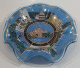 Vintage Disneyland Exclusive Walt Disney Productions Sleeping Beauty's Castle 7 1/2" Diameter Blue Waved Edge Glass Candy Dish / Ash Tray