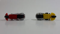 Rare 2005 Hot Wheels Micro Madnetics Exhaustio Yellow and Dragster Red Motorcycle Die Cast Toy Vehicle Fridge Magnets